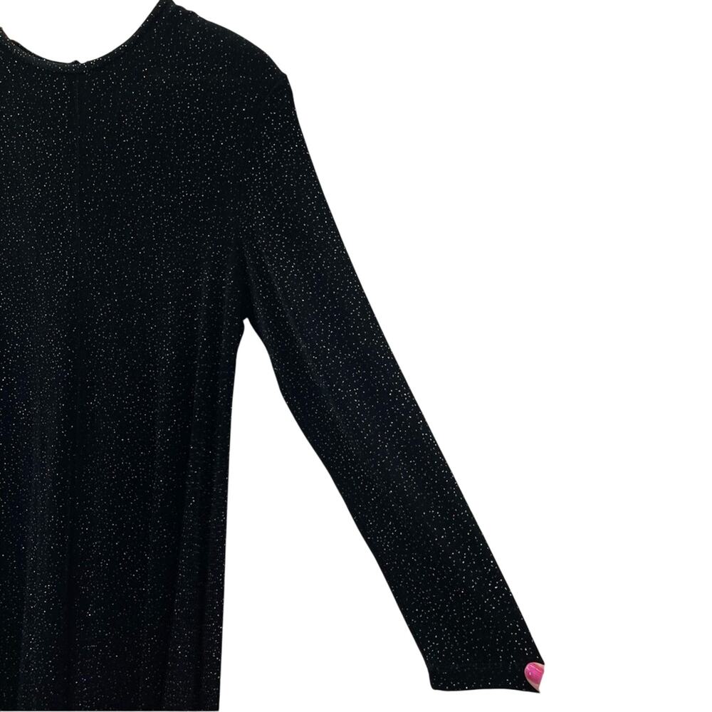 Leo Narducci Vintage Sparkle Long Sleeve Knee Length Cocktail Dress Black Size 8 - Picture 3 of 10